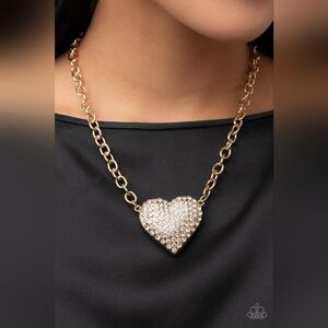 Paparazzi Gold Heart Short Necklace